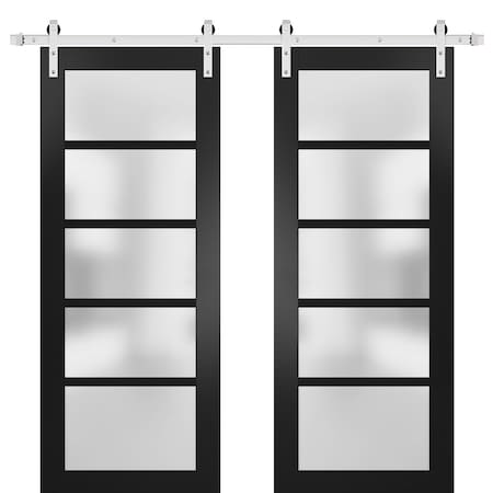 Sartodoors Double Barn Interior Door, 60" x 84", Black QUADRO4002DB-S-BLK-6084